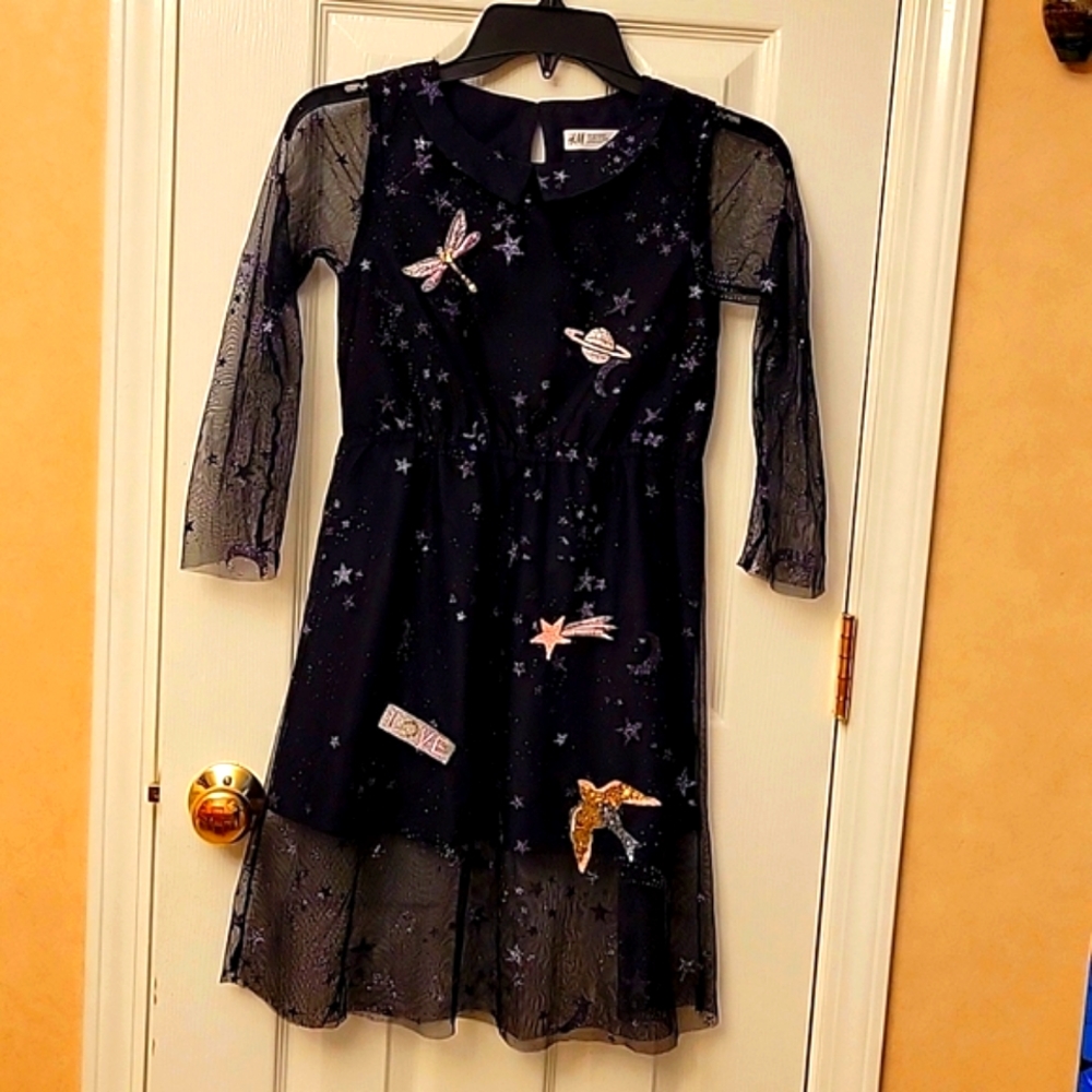 H&M Girls  Festive Tulle Sparkly Long Dress US Size 8-9 years